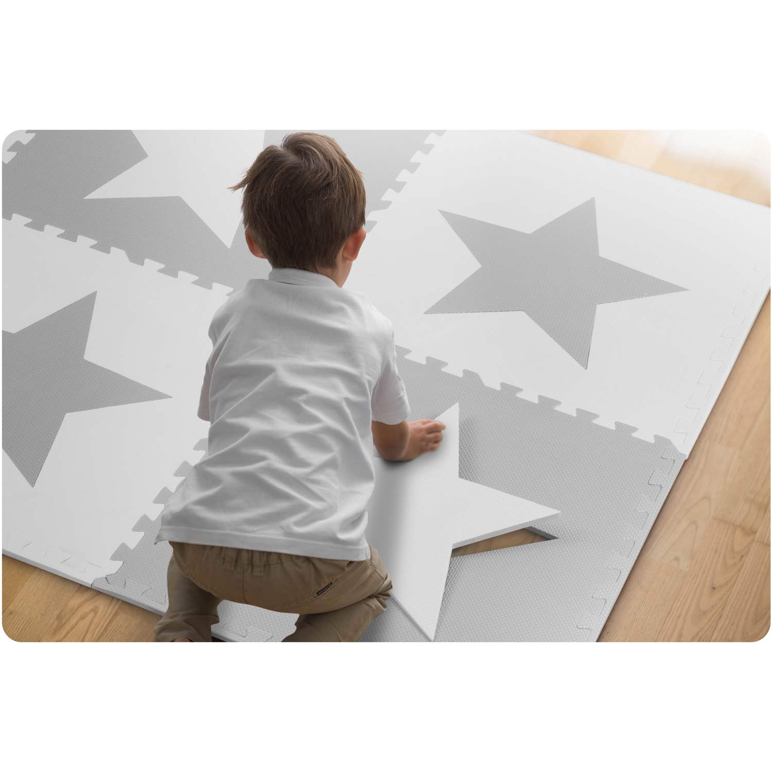 Penová podložka veľké penové puzzle šachovnica 180x180cm 9 ks - hviezdičky – Obrázok 2
