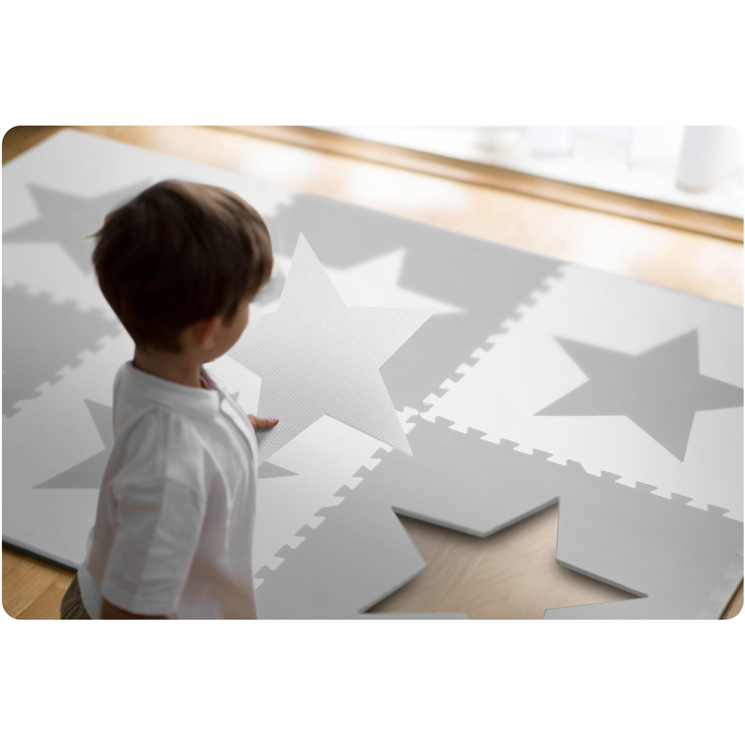 Penová podložka veľké penové puzzle šachovnica 180x180cm 9 ks - hviezdičky – Obrázok 4