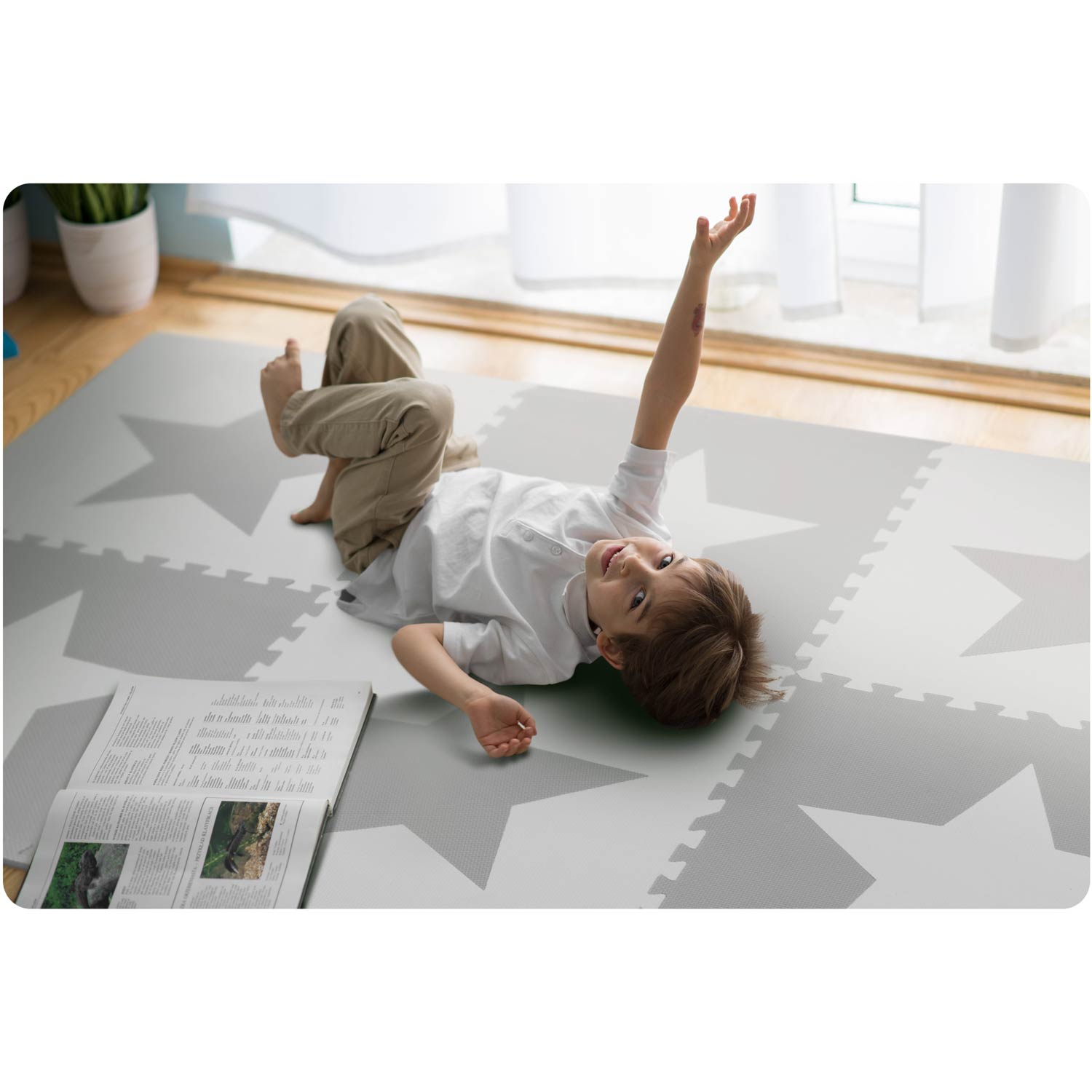 Penová podložka veľké penové puzzle šachovnica 180x180cm 9 ks - hviezdičky – Obrázok 6