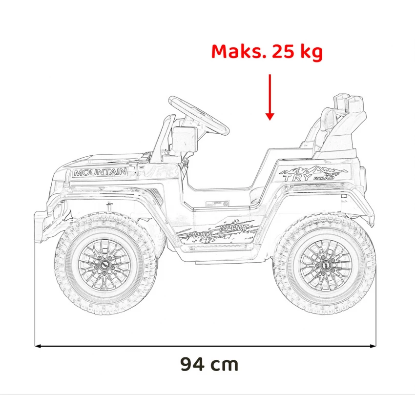 Elektrické autíčko Terénne Jeep EVA biela J-PA0111 BI – Obrázok 11