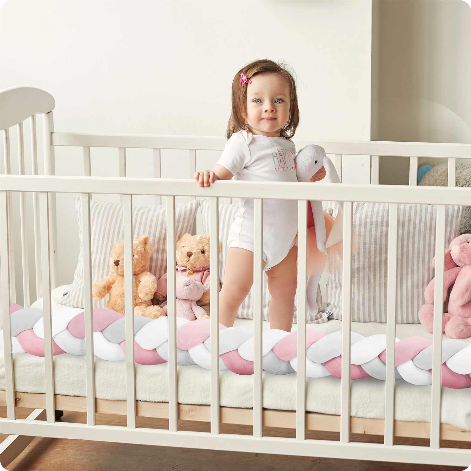 Zavinovačka do postieľky Ricokids 3m - ružová a šedá – Obrázok 7