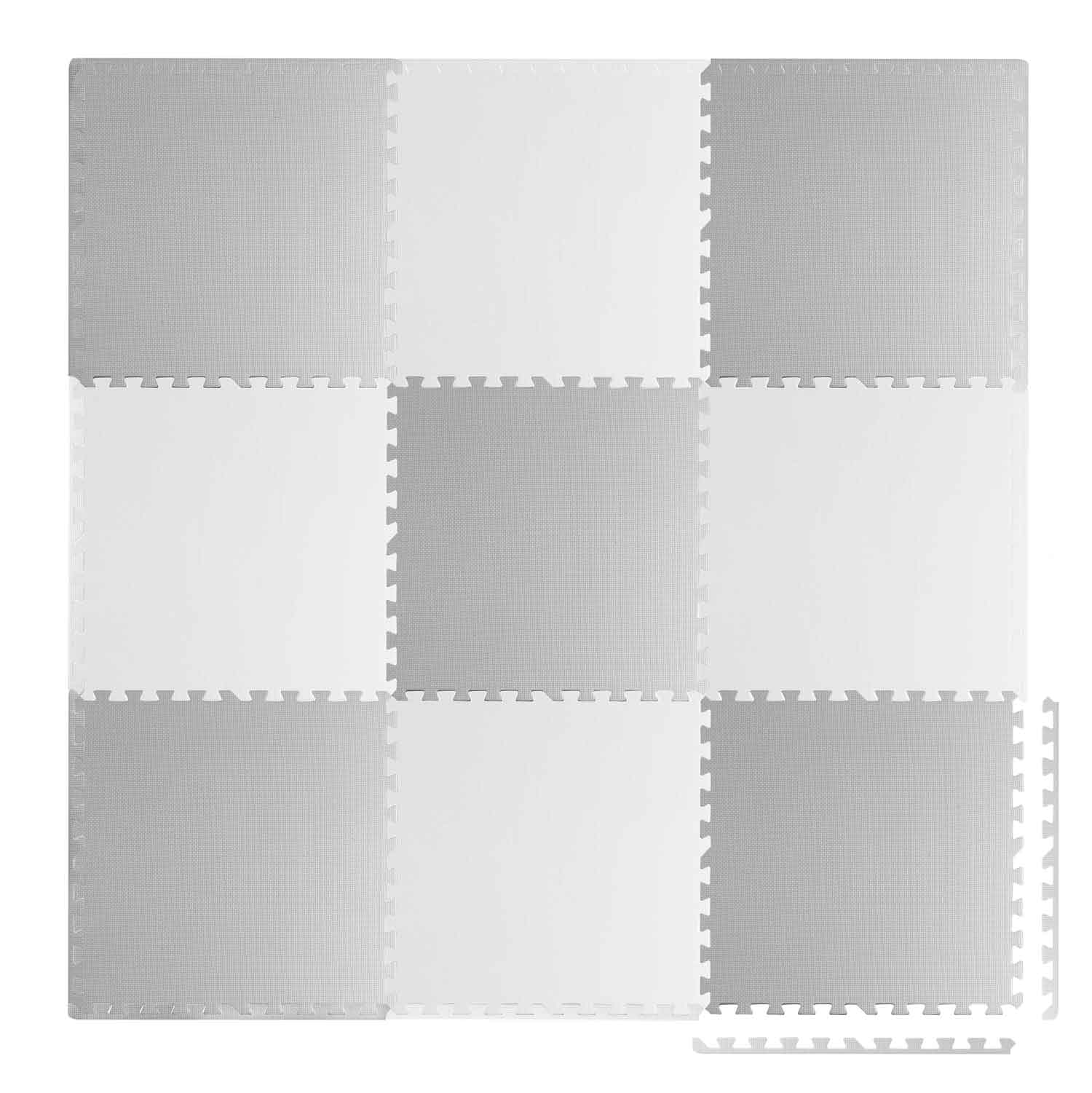 Penová podložka puzzle biela a sivá 60 x 60 cm 9 ks.
