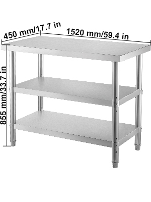 Nerezový Stôl 152 X 45 X 85 Cm – Obrázok 2