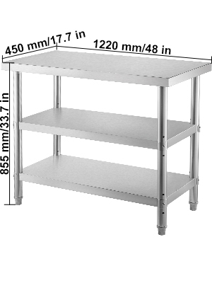Nerezový Stôl 122 X 45 X 85 Cm – Obrázok 2