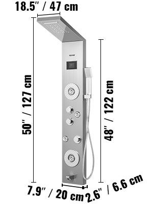 Sprchový Panel 6 V 1, S LED Displejom (Nerezový) – Obrázok 6