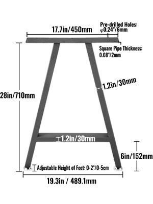Set 2ks Kovových Nôh Stola V Tvare A (71 X 45 Cm) – Obrázok 2