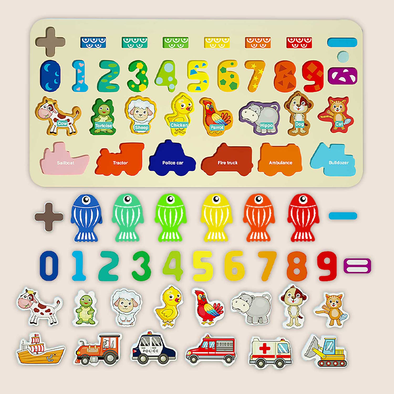Ricokids 781400 Vzdelávacia tabuľa Čísla, zvieratá a vozidlá – Obrázok 5