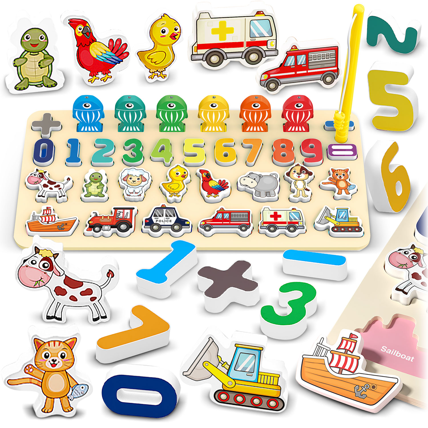 Ricokids 781400 Vzdelávacia tabuľa Čísla, zvieratá a vozidlá
