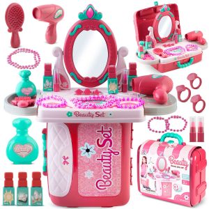 Toaletný stolík s kufríkom pre dievčatá so zrkadlom Ricokids 773300