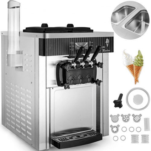 Stroj Na Výrobu Točenej Zmrzliny 2200W 3 Trysky 20-28l/H (Nerezový)