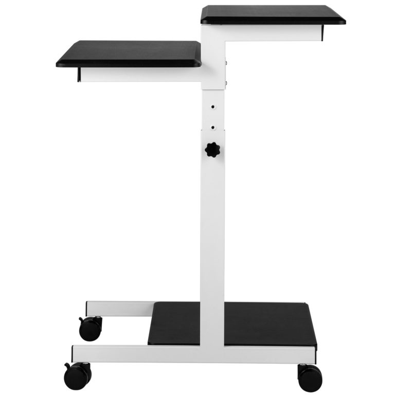 Nastaviteľný Stôl Biely Na Kolieskach (87 – 119cm) – Obrázok 3