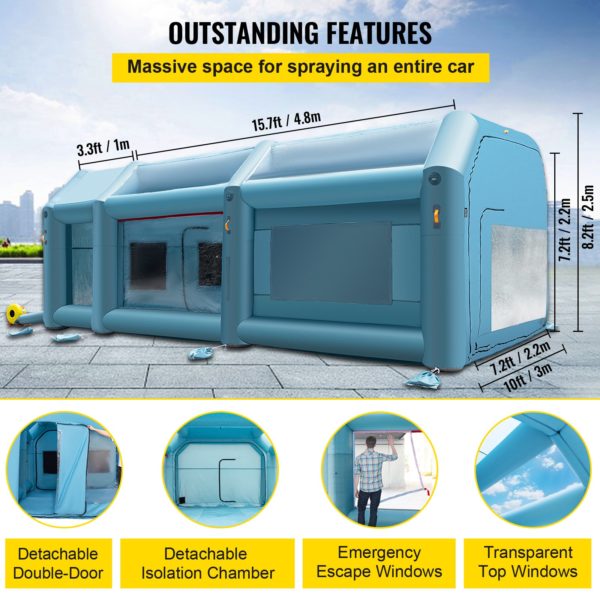 Nafukovací Stan Na Lakovanie S Dvoma Ventilátormi (6x3x2,5m) – Obrázok 5
