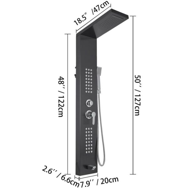 Sprchový Panel 5 V 1, Nerezový, Čierny – Obrázok 3