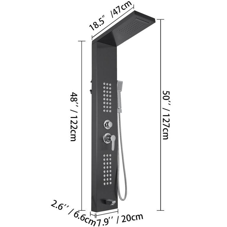 Sprchový Panel 5 V 1, Nerezový, Čierny – Obrázok 3