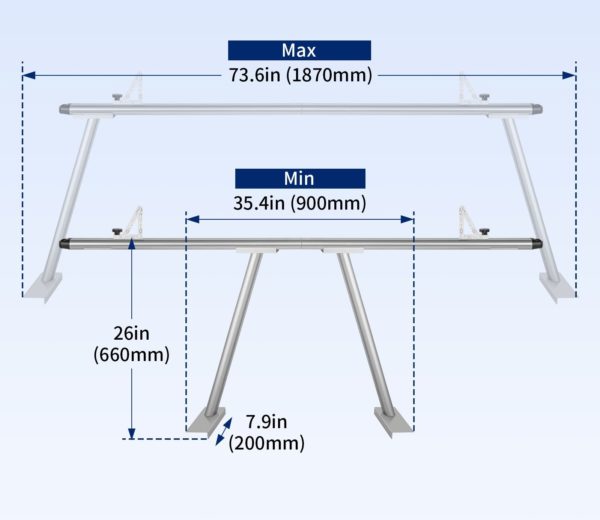 Stojan Na Korbu Pre Nákladné Autá, Nastaviteľná Dĺžka: 900-1870 Mm – Obrázok 3