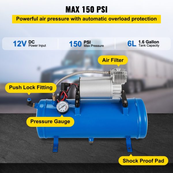 Kompresor Pre Vzduchové Klaksóny 12V 6L – Obrázok 5