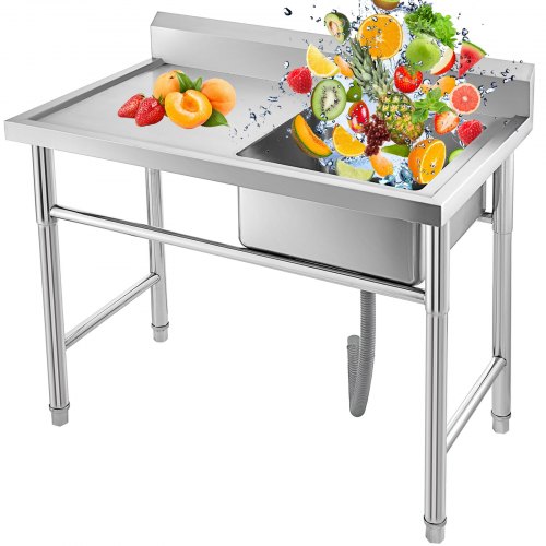 Nerezové Umývadlo S 1 Drezom Na Pravej Strane 100x60cm – Obrázok 3