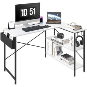 Rohový Kancelársky Stôl 120cm Biely