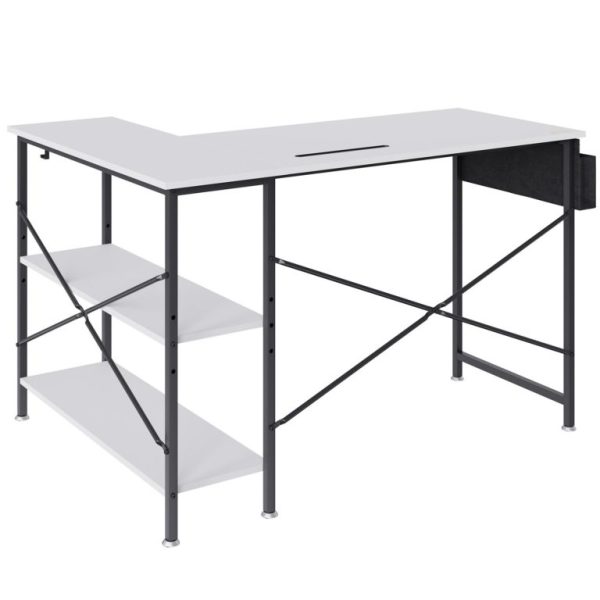 Rohový Kancelársky Stôl 120cm Biely – Obrázok 3