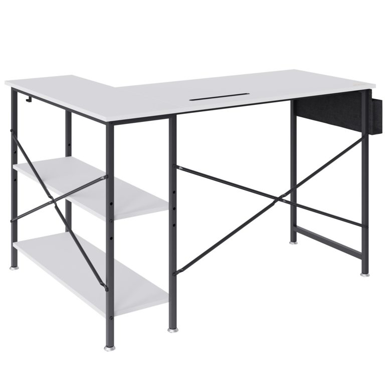 Rohový Kancelársky Stôl 120cm Biely – Obrázok 3