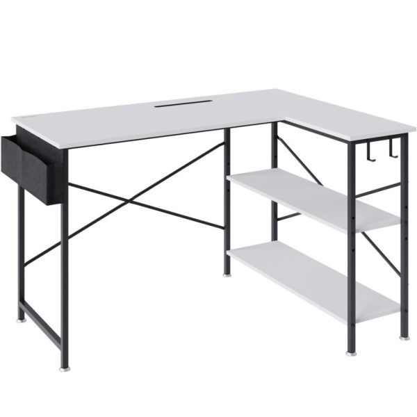 Rohový Kancelársky Stôl 120cm Biely – Obrázok 2