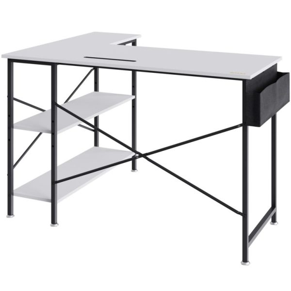 Rohový Kancelársky Stôl 120cm Biely – Obrázok 5