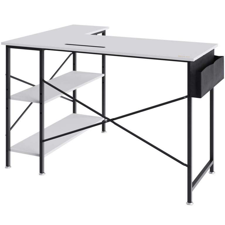 Rohový Kancelársky Stôl 120cm Biely – Obrázok 5