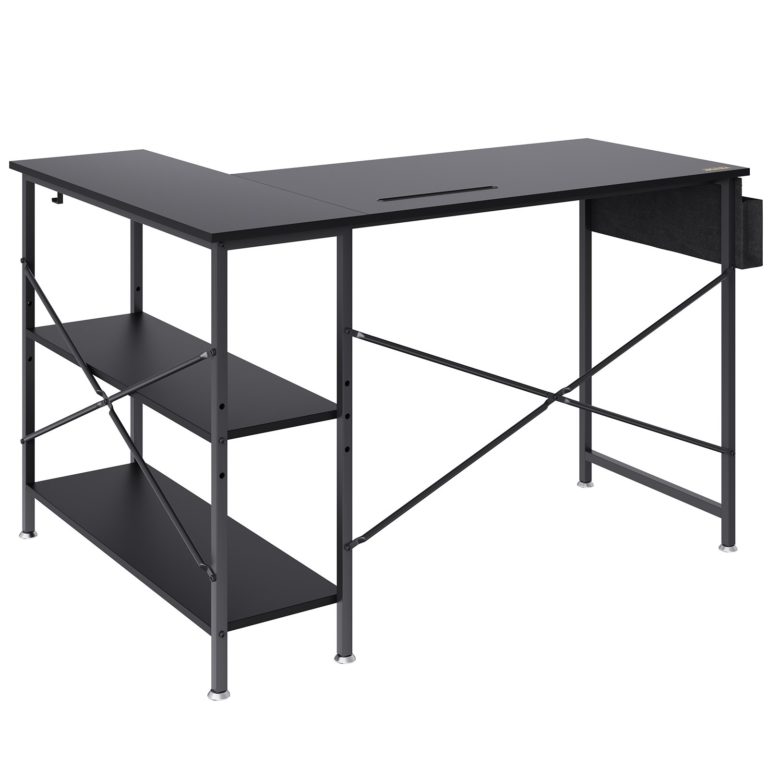 Rohový Kancelársky Stôl 120cm Čierny – Obrázok 3