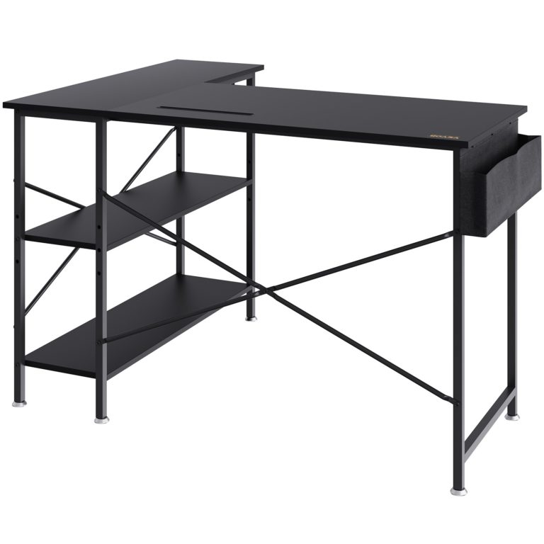 Rohový Kancelársky Stôl 120cm Čierny – Obrázok 5