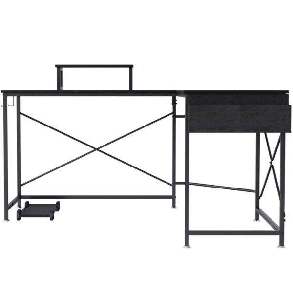 Rohový Kancelársky Stôl 150cm Čierny – Obrázok 4