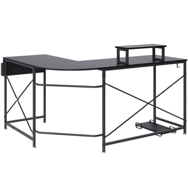 Rohový Kancelársky Stôl 150cm Čierny – Obrázok 5