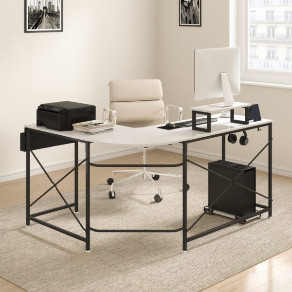 Rohový Kancelársky Stôl 150cm Biely – Obrázok 6