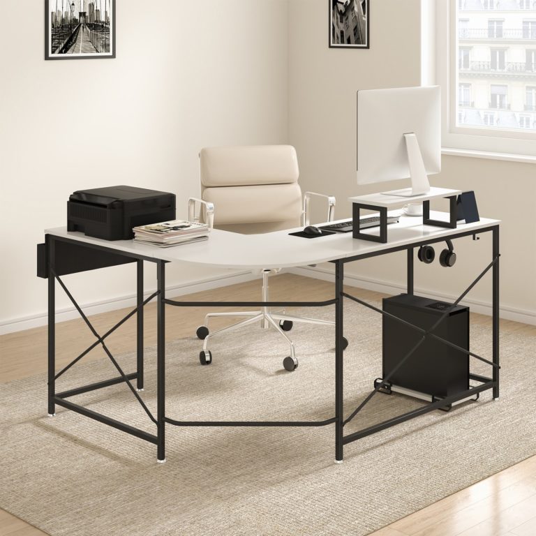 Rohový Kancelársky Stôl 150cm Biely – Obrázok 6