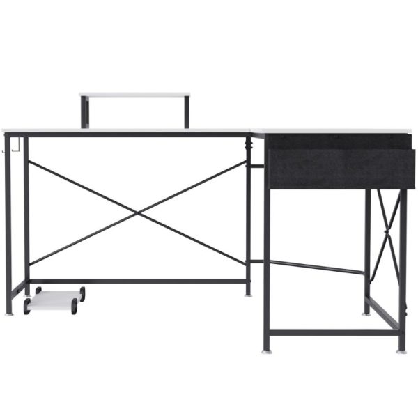 Rohový Kancelársky Stôl 150cm Biely – Obrázok 4