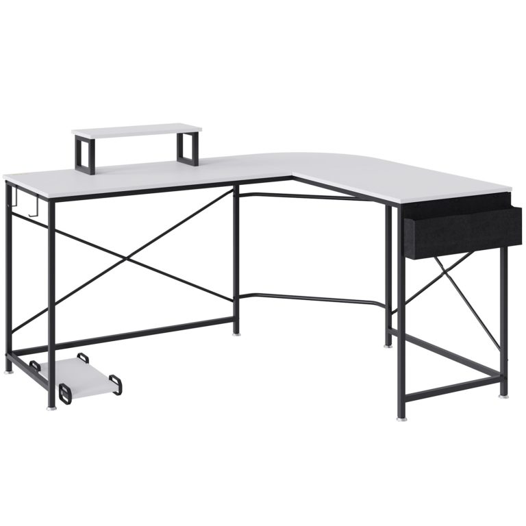 Rohový Kancelársky Stôl 150cm Biely – Obrázok 2