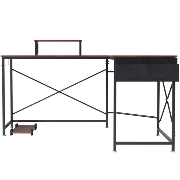 Rohový Kancelársky Stôl 150cm Hnedý – Obrázok 3
