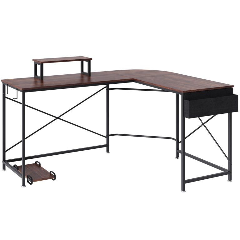 Rohový Kancelársky Stôl 150cm Hnedý – Obrázok 2