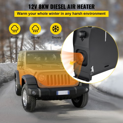 Prenosný Naftový Ohrievač Čierny 12V 8kW Manuálny – Obrázok 4