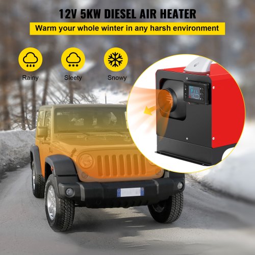 Prenosný Naftový Ohrievač 12V 5kW Červený (1 Výduch) – Obrázok 4