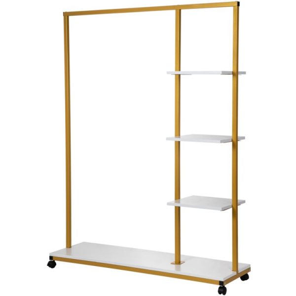 Kolieskový Stojan Na Oblečenie 150 X 36 X 160 Cm (S Poličkami) – Obrázok 4