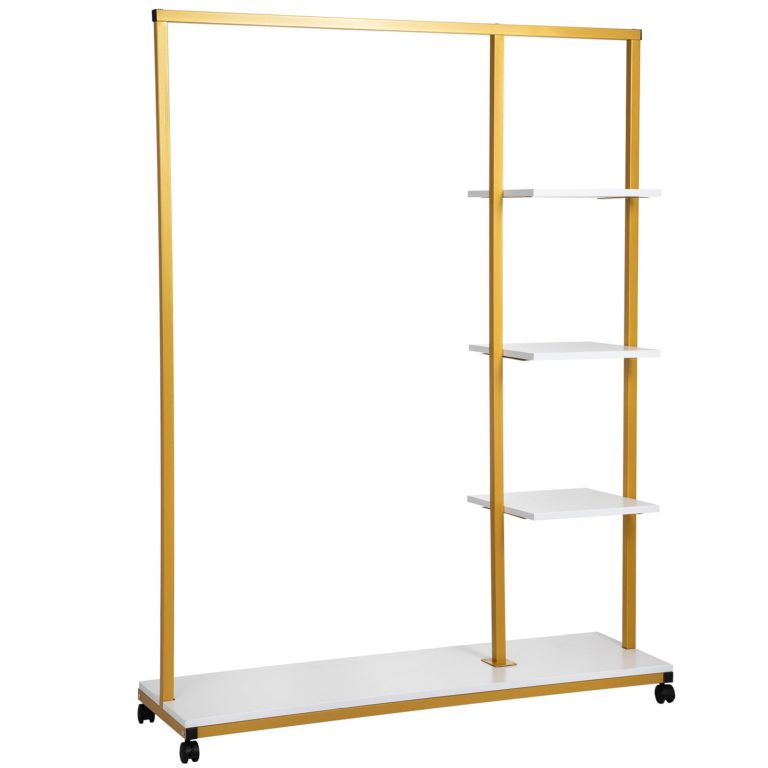 Kolieskový Stojan Na Oblečenie 120 X 36 X 160 Cm (S Poličkami) – Obrázok 3