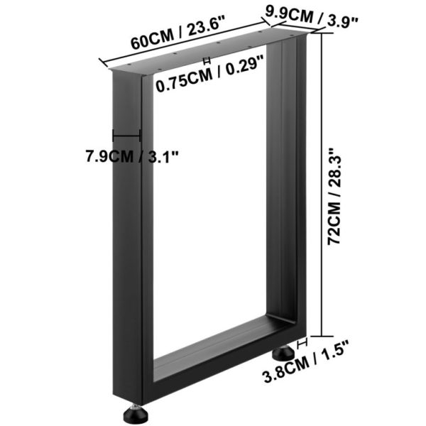 Set 2ks Kovových Nôh Stola V Tvare Štvorca (72 X 60 Cm) – Obrázok 6