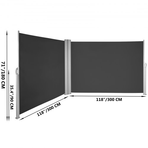 Výsuvná Bočná Markíza 180 X 600 Cm (Čierna) – Obrázok 3