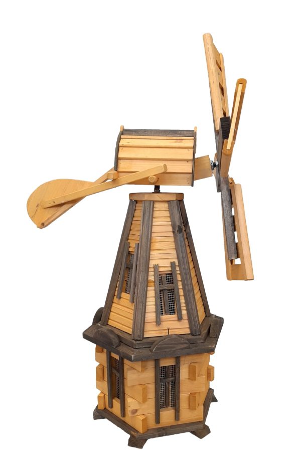 Drevený Veterný Mlyn Záhradný, Otočný, Dekoračný 110 Cm – Obrázok 3