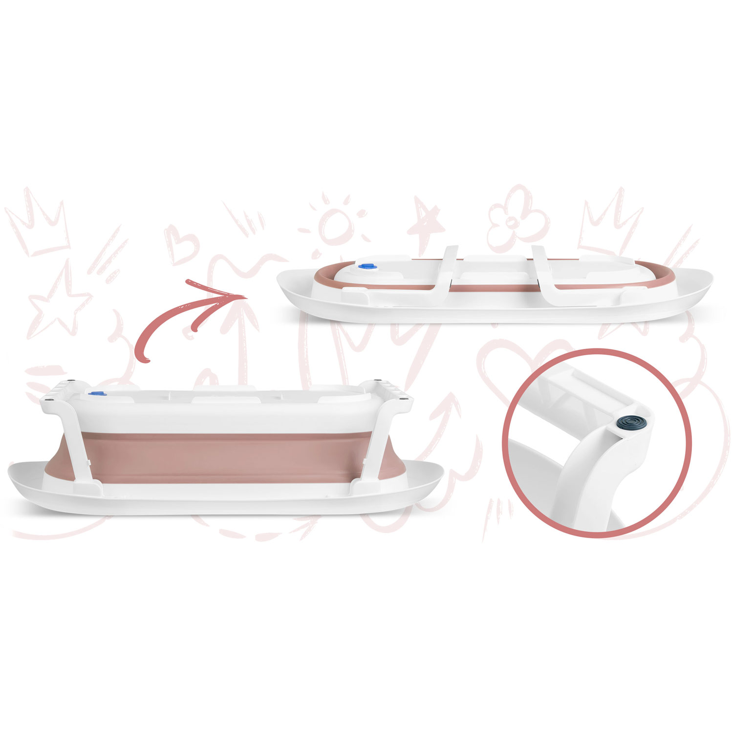 Detská vanička RK-281 biela a ružová – Obrázok 3