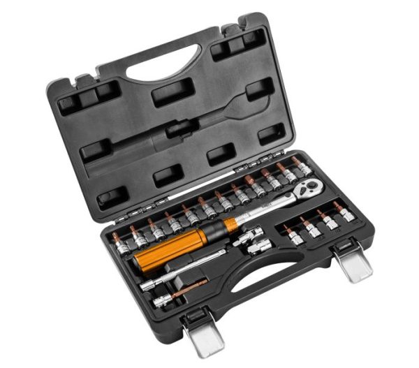 Momentový kľúč 1/4 ", 5-25 Nm, sada 21 ks
