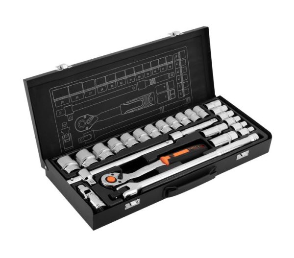 Nástrčné kľúče 1/2", súprava 25 ks, CrV