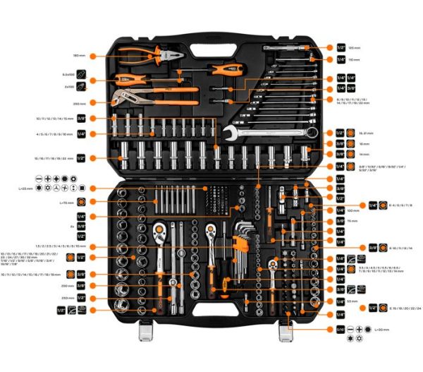Nástrčné kľúče 1/2", 3/8", 1/4", súprava 233 ks – Obrázok 3