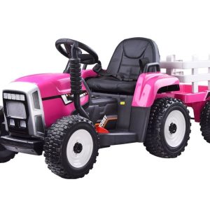 Detský elektrický traktor s vlečkou ružový J-PA0242 RO