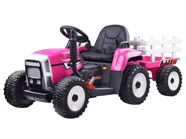 Detský elektrický traktor s vlečkou ružový J-PA0242 RO